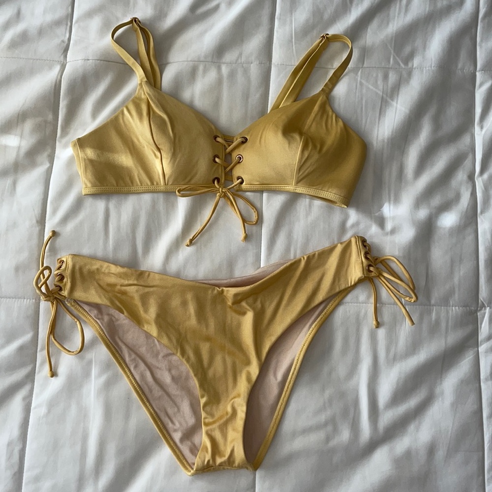 PacSun LA Hearts Lace-Up Bikini Set